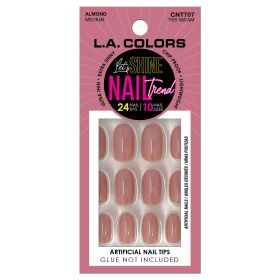 L.A. COLORS Shine Nail Trend Nail Tips, Almond Shape, Yes Ma'am, 24 Pieces