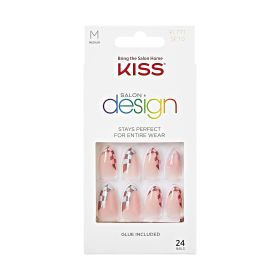 KISS Salon Design Press-On Nails, 'Made U Look', Brown-Red, Medium Almond, 31 Pieces