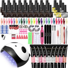 Nail Set Acrylic Nail Kit for Nail Extension Gel Nail Polish Set Quick Building Poly UV Gel Set With LED Nail Lamp Nail Tool Set (Type: LH12-02)