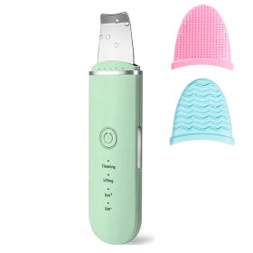 Beauty Ultrasonic Skin Scrubber USB Plug Facial Cleansing Blackhead Remover Face Cleaner Machine Skin Care Acne Massager Tools (Color: GREEN)