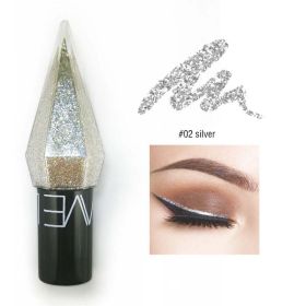 Shiny Eye Liners Pigment Silver Rose Gold Color Liquid Glitter eyeshadow Professional Eyeliner Beauty Cosmetics Makeup for Women (Color: 02 silver)