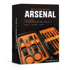 Wild Willies Arsenal Manicure and Pedicure Set, Men's Grooming Kit, Black, 10 Pieces (Brand: Wild Willies)