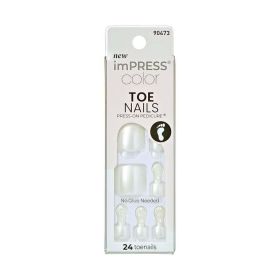 Kiss Impress Press-on Gel Toenails, Glossy Solid White, 24 Pieces (Brand: KISS USA)