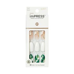 KISS imPRESS Medium Almond Gel Press-On Nails, Glossy Light White, 30 Pieces (Brand: KISS USA)